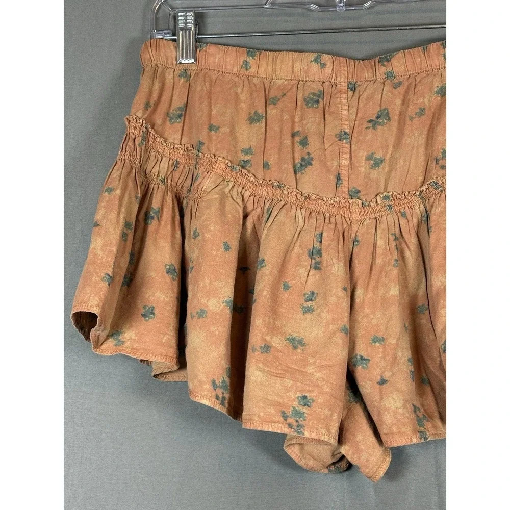 Free People Callista Printed Shorts Peach Boho Cottagecore Women's Medium - Picture 9 of 14